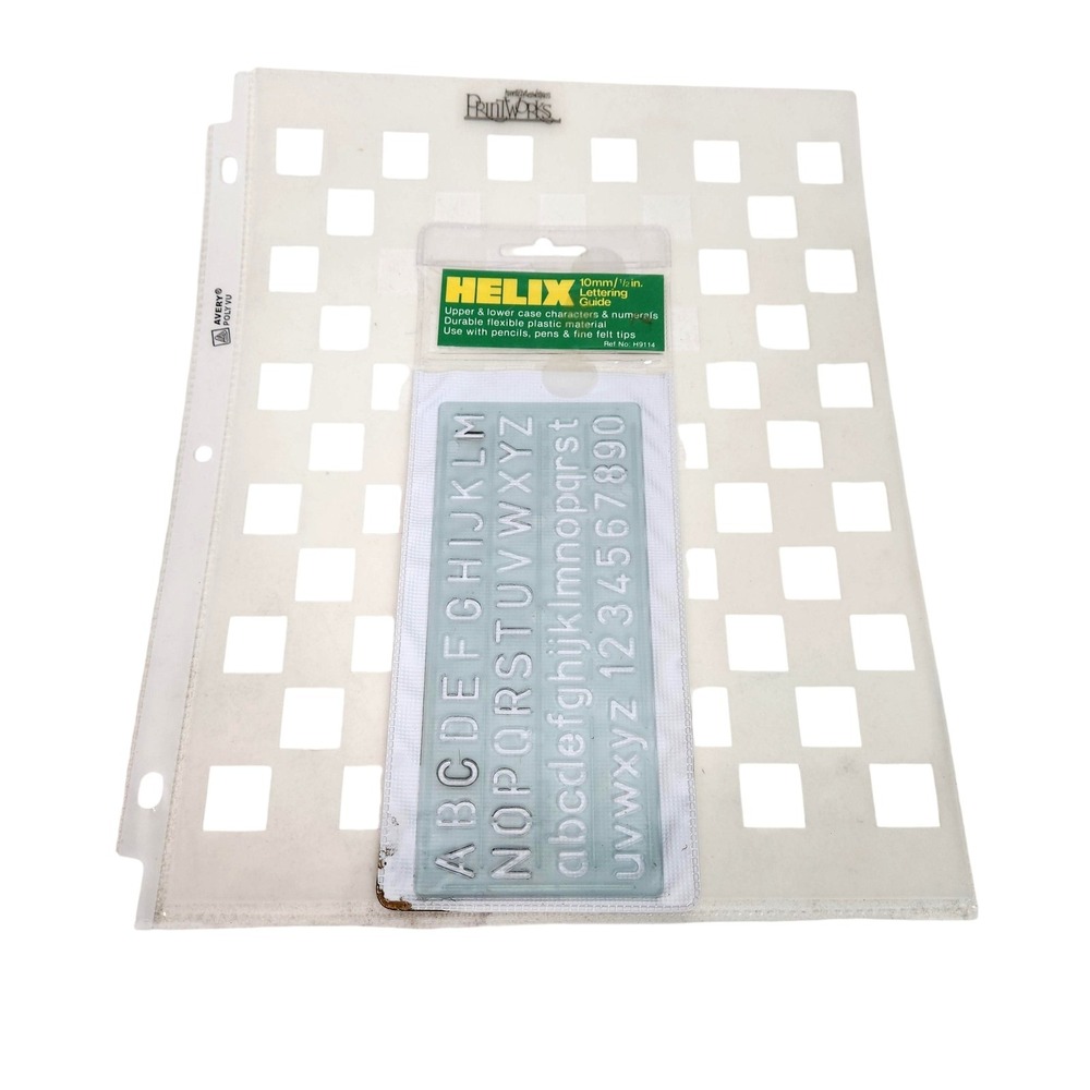 Helix 10mm Lettering Guide Alphabet + Printworks Square Stencil Craft Set